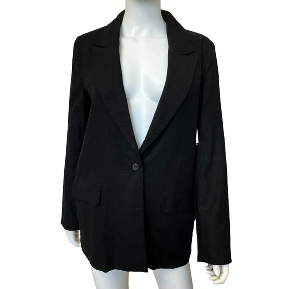 NORDSTROM Treasure & Bond  Black Line/Viscose Blend Blazer Size L PERFECT - Picture 4 of 9